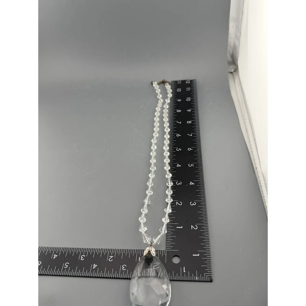 Vintage Miriam Haskell Necklace Acrylic Beads Glass Teardrop Pendant 22 Inch